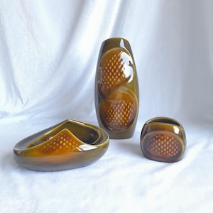 Vintage Art Deco Bohemian Czech Ditmar Urbach ceramic mini bud vase, Flower Vase and ashtray, Czech Pottery, Czechoslovakia