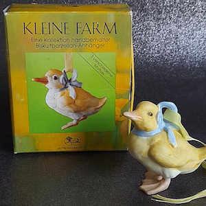 Vintage HUTSCHENREUTHER 1814 - Easter decorations 1998 - Porcelain duck, porcelain rooster, bisque porcelain, German porcelain