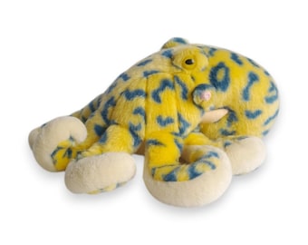 KM International Octopus Plush Blue Yellow Soft Collectible Display Decor Vintage