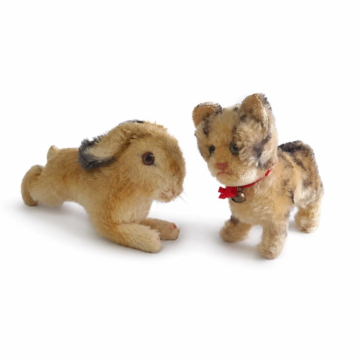 【vintage】キッズラビット　アンティーク　ドイツ　フランス Steiff Attributed Rabbit or Tabby Cat Plush German 1950s 1960s