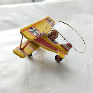 Vintage ZZ Tin Toys Collectible, sheet metal Toys, Miniature sheet metal biplane steel plane, Made in Germany