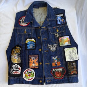 Vintage Battle Vest Britannia 1990s – Sleeveless Denim Kutte – Rock Metal Heavy Metal Jacket – Size L, Scorpions, Metallica, Iron Maiden
