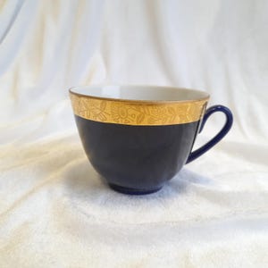 Vintage Tea Cobalt cup with floral pattern, LFZ USSR, Lomonosov Porcelain