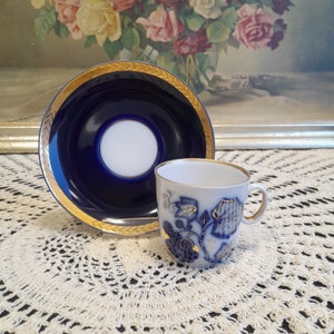 Vintage Tea Cobalt cup and saucer set, breakfast set, LFZ USSR, Lomonosov Porcelain