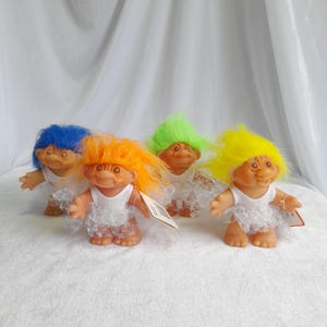Rare 1986 DAM Troll #542/5 – Vintage Troll Doll with Tag, White Swimsuit & Glitter Wings – Fairy costume –Fantasy troll, Choose your troll