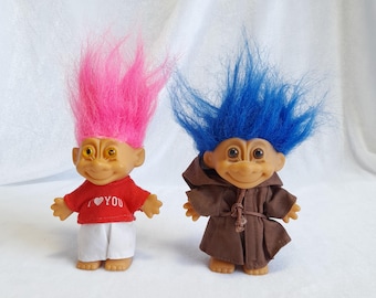 ヴィンテージ、ラージ、ブルーヘア、7インチ、トロール、人形