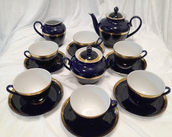 Lomonosov Cobalt Net Tea Trio: Vintage USSR Imperial Porcelain - Etsy
