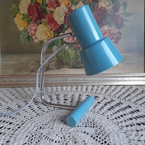 Vintage Modern Blue Table Lamp by Josef Hurka for Napako, Mid century desk lamp, Designer Lamp, 1970s