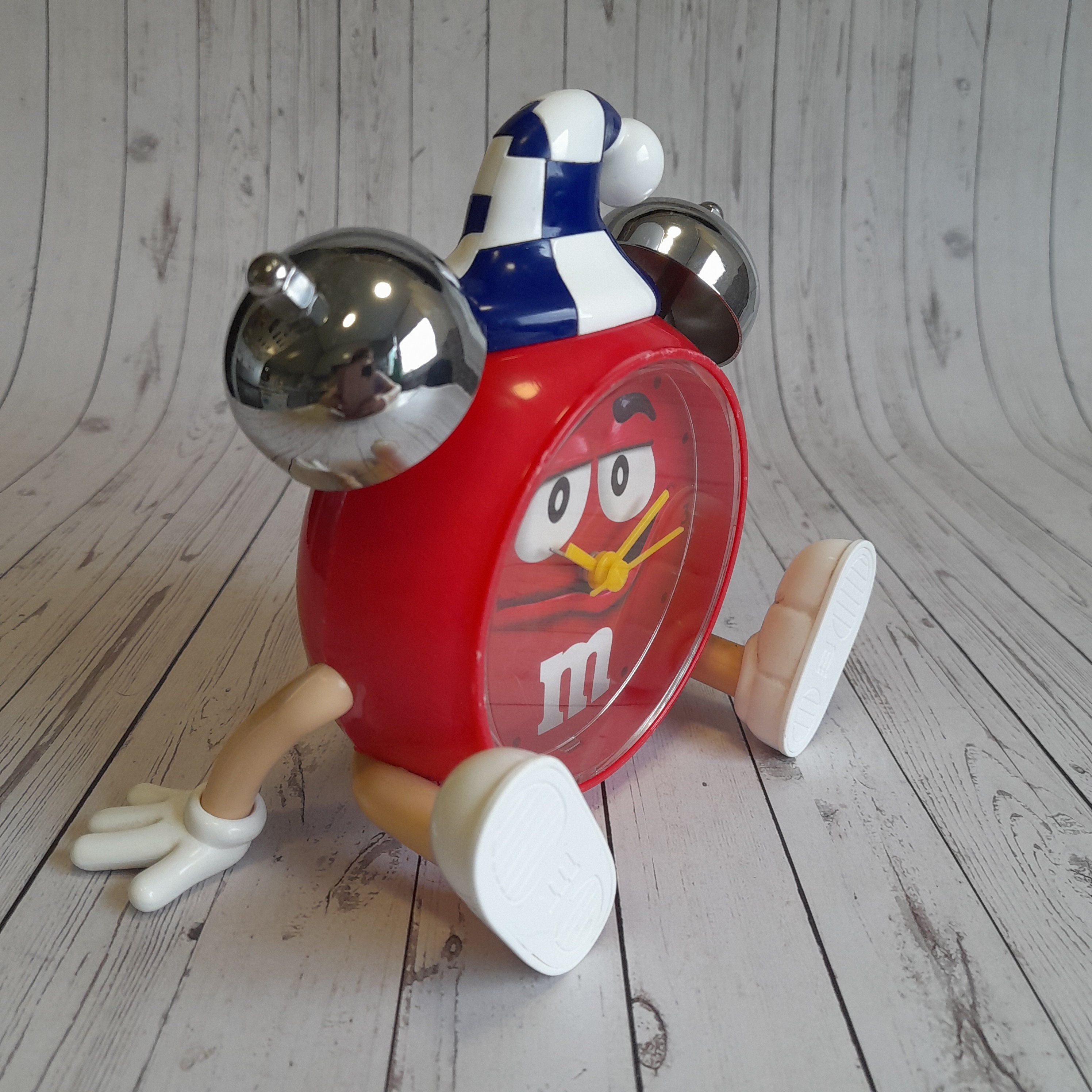 Vintage Rare Red M&M Table Clock Plastic Candy Chocolate