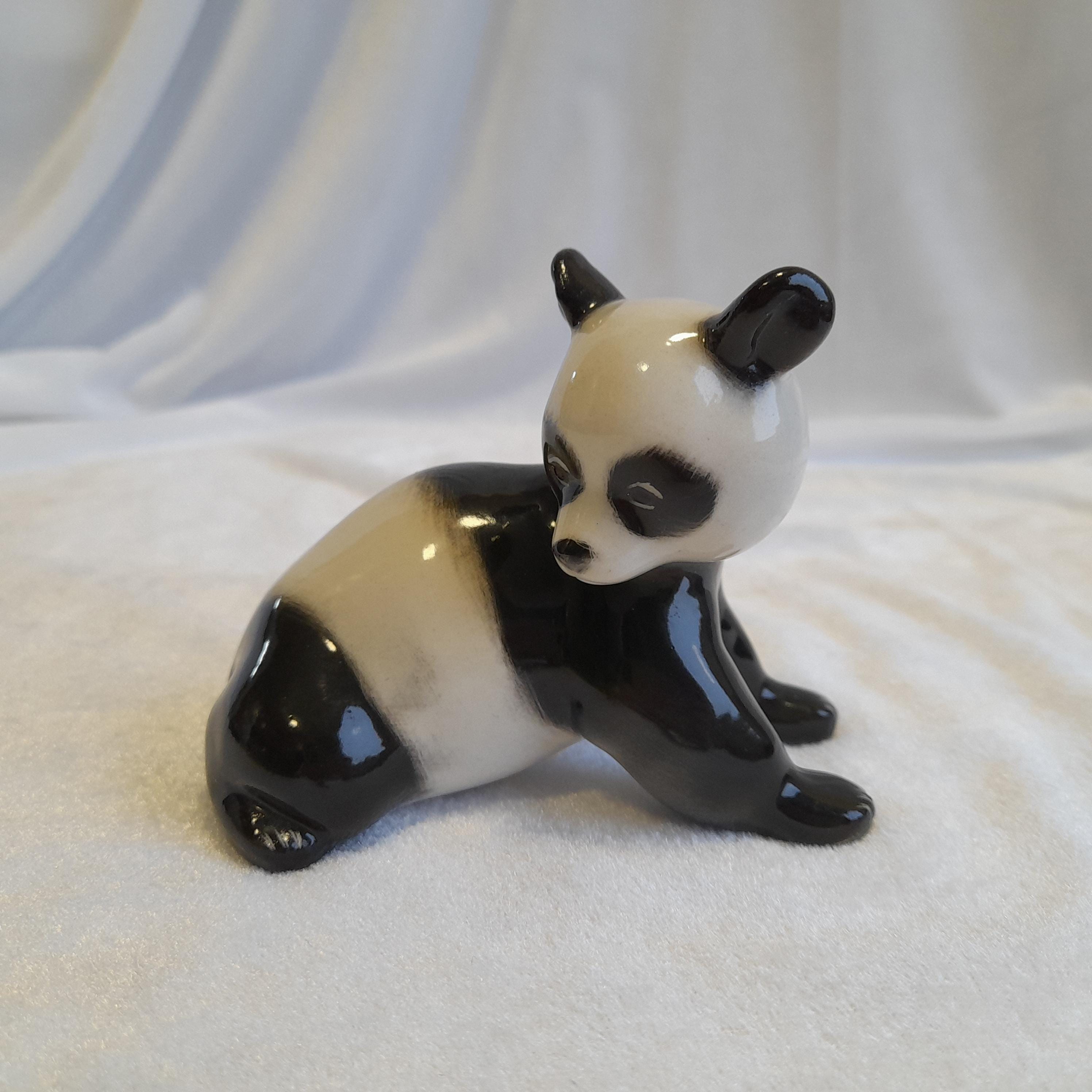 Vintage LFZ Lomonosov Porcelain Panda Figurine: USSR Collectible 