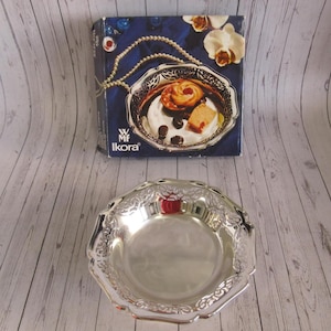 Vintage WMF IKORA Footed Bowl With Lace Pattern, made in Germany, 70s