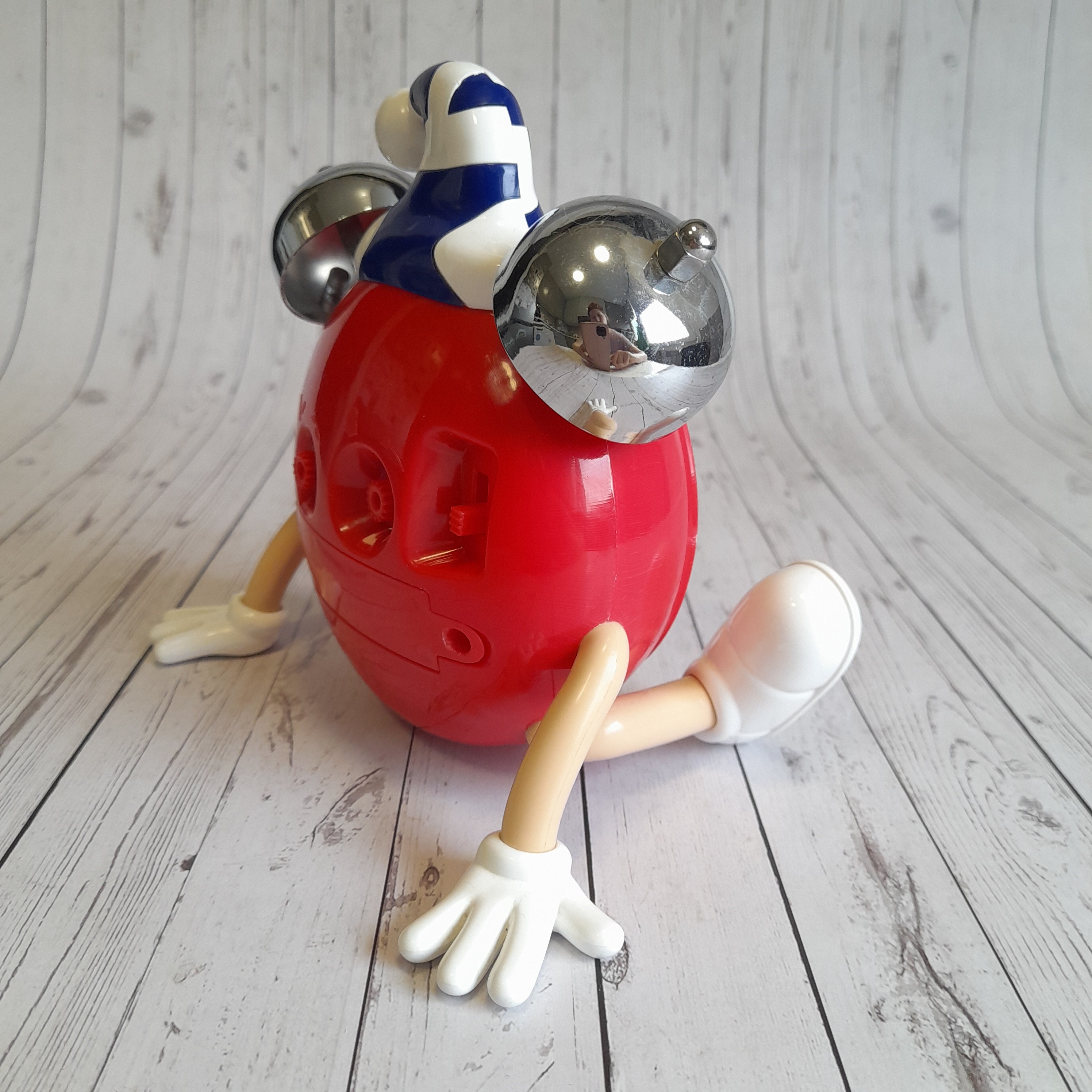 Vintage Rare Red M&M Table Clock Plastic Candy Chocolate