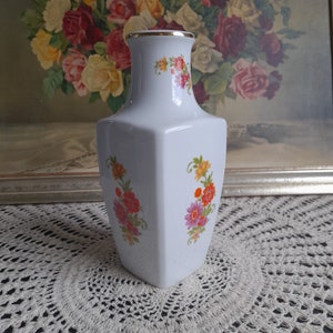 Vintage Porcelain Hollohaza floral Vase Hungarian Porcelain