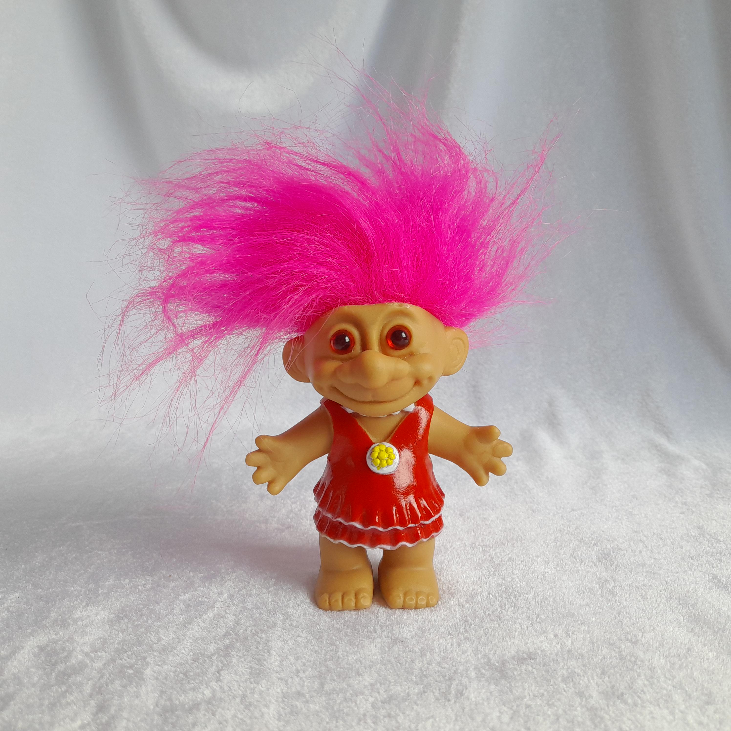 ヴィンテージ トロール人形：明るい髪の 90 年代のレトロなおもちゃ