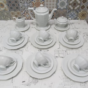 Vintage Rosenthal Maria White, Classic Rose porcelain coffee/tea service for 6 persons, 24 parts, Germany porcelain