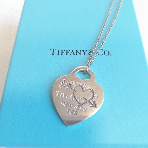 Tiffany and Co Etched Heart & Arrow Tag Pendant Return to Tiffany
