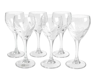 Spiegelau Crystal Cordial Glasses Set of 6 Petal Cut Germany