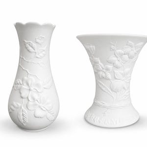 AK Kaiser White Vase Bisque Porcelain West Germany Floral Relief Choose Style