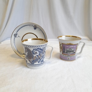 Vintage rare LFZ Tea cup Seahorse and Admiralty cup, anchor, views of St. Petersburg, mug, USSR Lomonosov porcelain