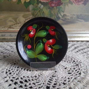 Vintage Decorative Wooden Petrykivka Style Plate, Wall Decor, Floral Flower Handmade Painting, Souvenir