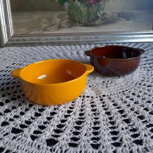 Vintage set of two Soup bowls Orange and Brown Melitta, Germany