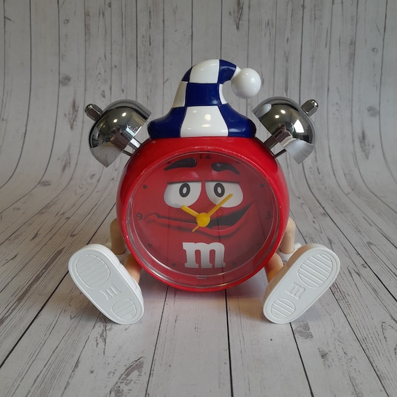 Vintage Rare Red M&M Table Clock Plastic Candy Chocolate