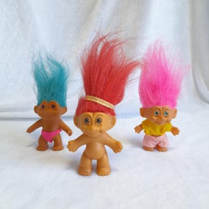Vintage Troll Dolls – Blue, Red, and Pink Hair – Choose Your Favorite – 90s Collectible Figures – Choose your troll
