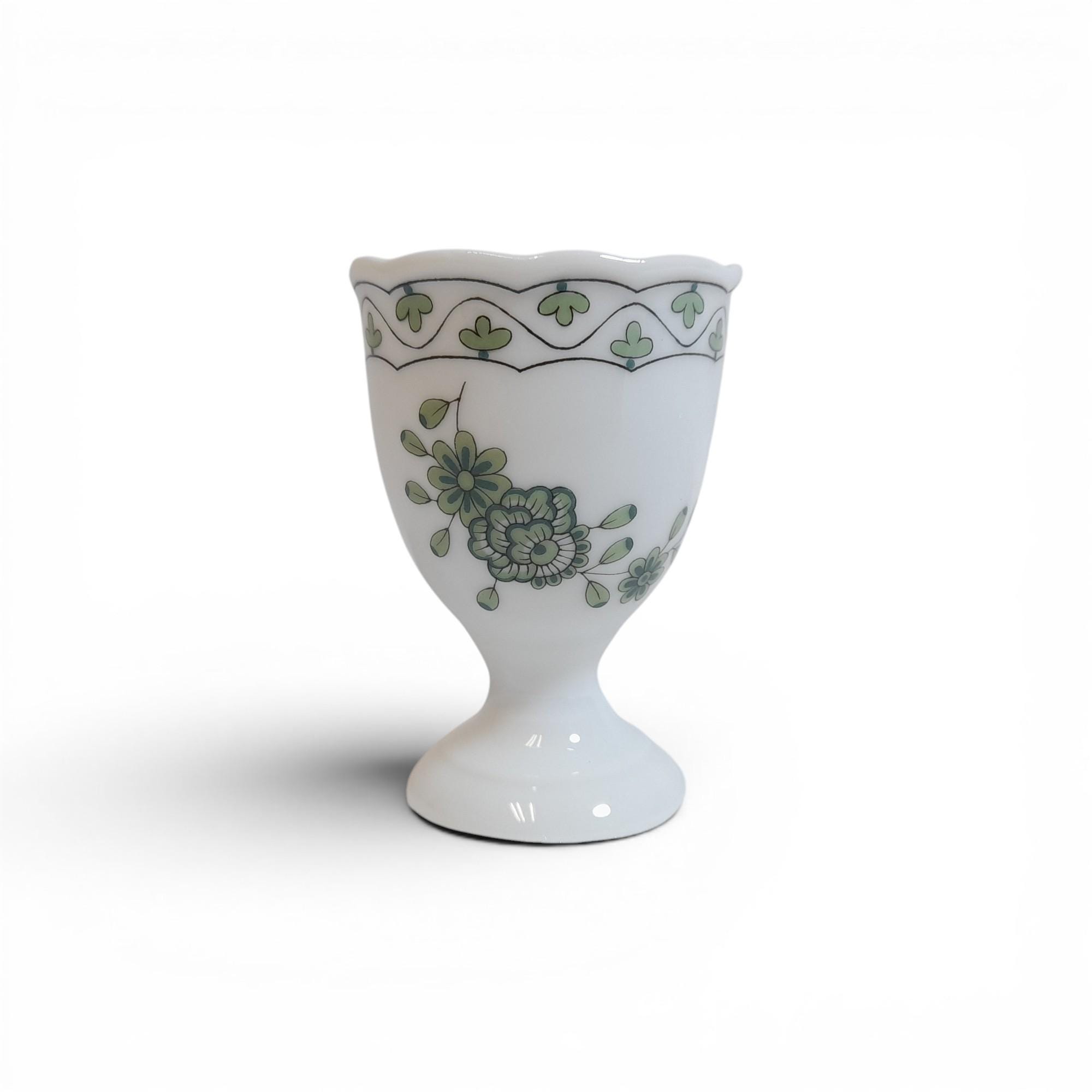 Hutschenreuther Eierbecher Porzellan Weiß Grün Floral Maria Theresia Schlossgarten