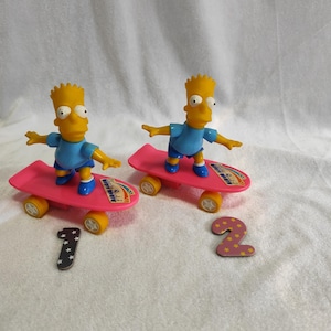 Retro 1990s Bart Simpson Wind-Up Toy on Skateboard, Vintage Pull-Back Figure, Classic Cartoon Collectible