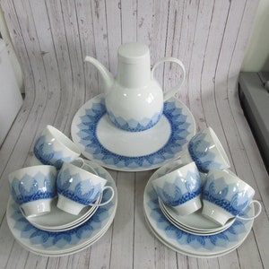 Vintage Rosenthal Blue lotus Madras by Bjorn Wiinblad - Vintage 6 person coffee set / tea serving, Vintage and Collectable German Porcelain