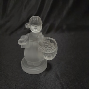 Goebel Hummel frosted glass Figurine - Meditation, girl with basket 1992 Germany