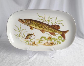 herring fish 皿 Rare Vintage German Fish Serving Plate - Vintage Herring Plate
