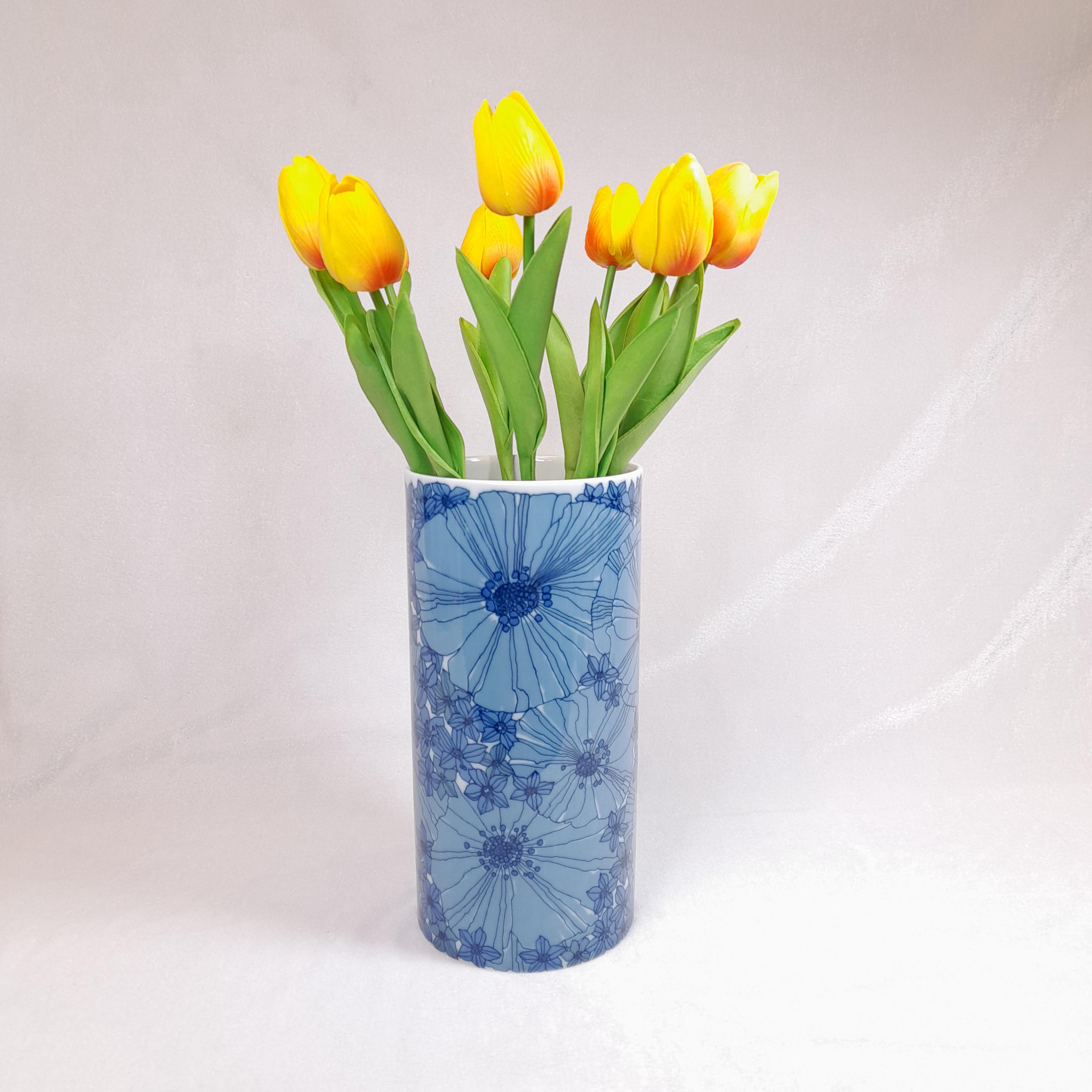 ローゼンタール スタジオライン 花瓶 磁器 ブルー 花柄 ドイツ