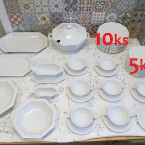 Vintage Rosenthal Maria White, Classic Rose porcelain Large white dining service, 39 parts, Germany porcelain