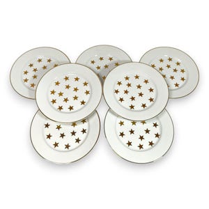 Juego de 7 platos de postre IKEA Portugal Celestial Gold Star de porcelana escandinava.