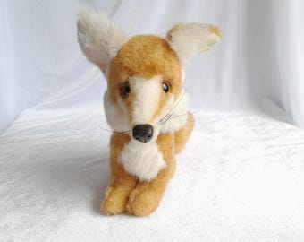 Steiff Fox Plush Germany Yellow Button Vintage Collectible - Etsy