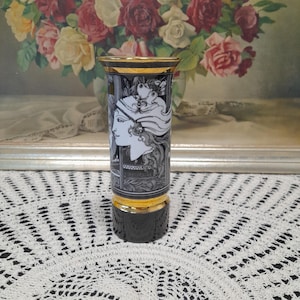 Vintage Hollohaza Art Deco Vase SZ-519 Endre Szasz Woman Butterflies 8&quot;, Hungarian Porcelain