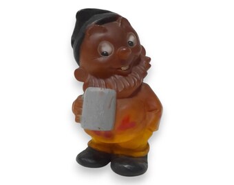 German Gnome Figurine Rubber Bavarian Beer Mug Vintage 1950s Collectible