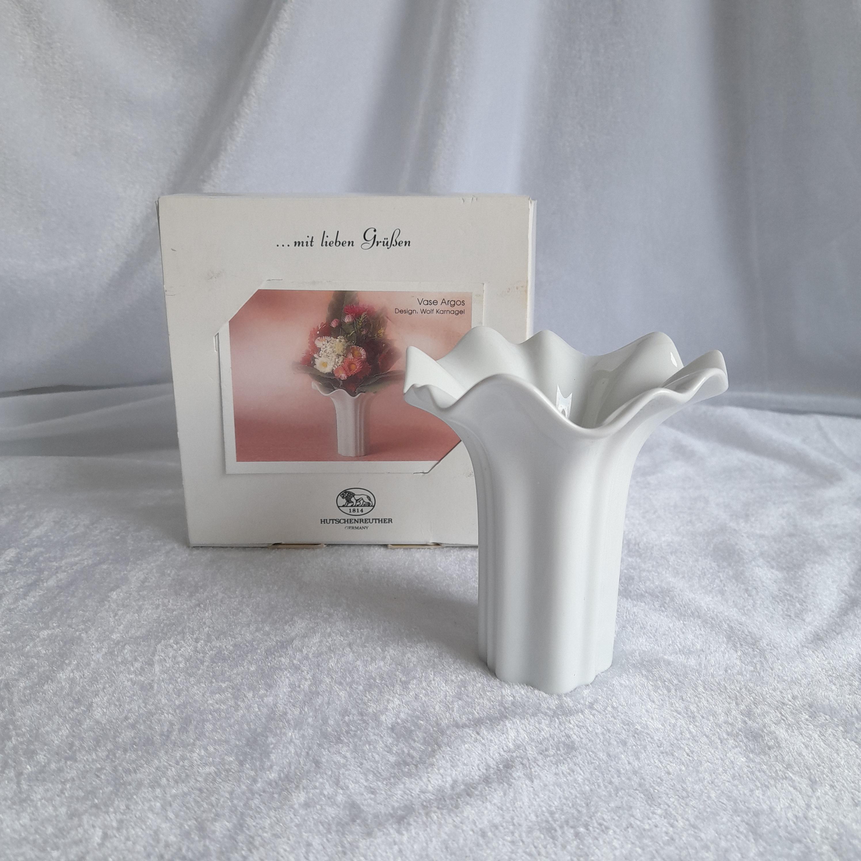Vintage vase Hutschenreuther Germany Tavola Argos White Porcelain vase by Wolf Karnagel