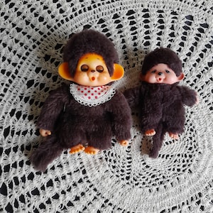 Monchhichi Sekiguchi plush toy, vintage Monchhichi, rubber face monkey, japanese toy, Japan vintage, vintage toy