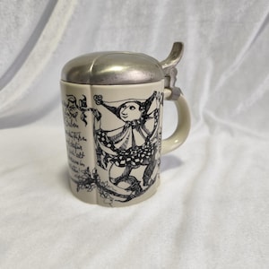 Rosenthal Beer Stein by Bjørn Wiinblad – Stoneware Lidded Mug with Pewter Lid – Vintage German Beer Stein