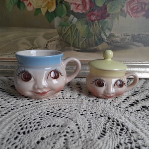 Vintage Art Deco Bohemian Czech Ditmar Urbach Pottery Cup Dose Box with Face, Czechoslovakia