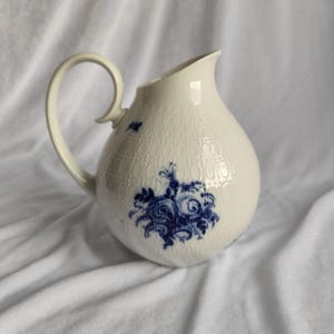 Rosenthal Studio-Linie Bjørn Wiinblad Pitcher – &quot;Romanсe&quot; Series – 1950s-60s White Porcelain with Blue Floral Design