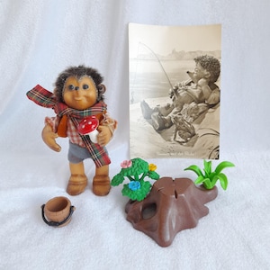 Riccio vintage STEIFF Macki Originals con cartolina e accessori Playmobil