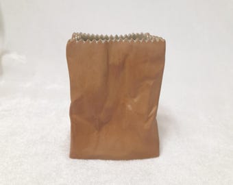 Tapio Wirkkala Rosenthal Vase: Mid Century Modern Porcelain Paper Bag (1970s)