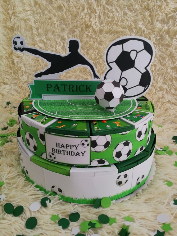 Fußball, Torte, Personalisierte Papiertorte, 12, 24 oder 36 Tortenstücke,  Tortenschachtel, Kind, Geburtstag, Geburtstagtorte - .de