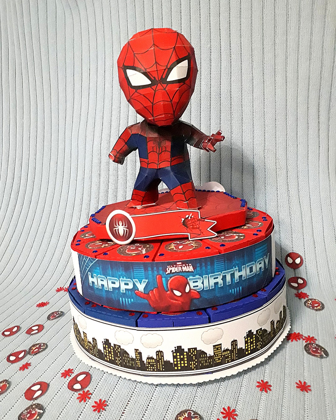 Cake, Spider-man 3D Cake Decoration, Personalized Paper Cake, Cake Box,  Birthday, 24 Pieces of Cake, Children's Gift, Children's Birthday 