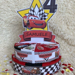 Disney Cars, torta di carta personalizzata, scatola per torte, compleanno, bambino