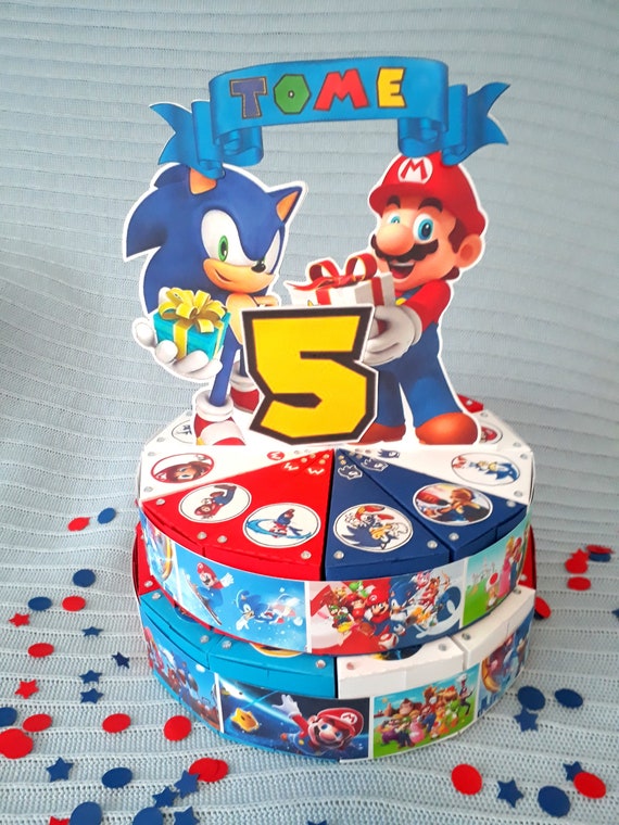 Sonic Mario Gateau Personnalise En Papier 12 24 Ou 36 Etsy