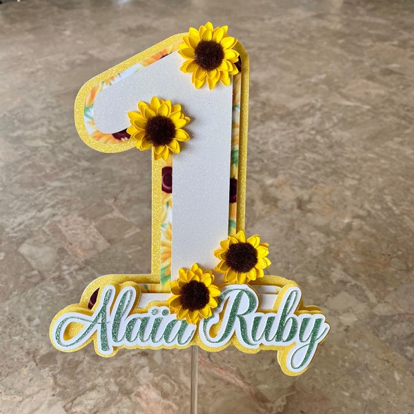 Sunflower and Rose Cake Toppers Etsy